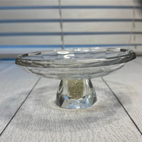 OLEG CASSINI Diamond Cut Footed Crystal Dish Elegant Vintage - Picture 6 of 16